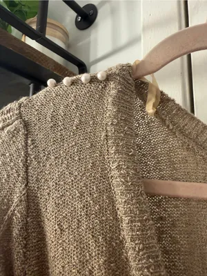 Vintage 70’s Just Mort Beaded Sleeve Knit Sweater Dress - Taupe thumbnail 7