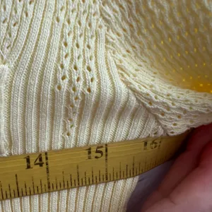 Yellow Ribbed Cardigan Gold Buttons Women’s Small Vintage‎ Inspired Preppy Knit thumbnail 4