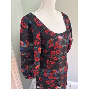 Rachel Comey‎ for Target Black Red Floral Rayon Blend Dress Size 2 thumbnail 2
