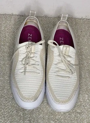 Cole Haan ZERØGRAND Men's White Beige Canvas Sneakers Size 7 B Lace Up thumbnail 1