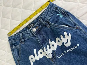 PacSun Playboy Los Angeles Graphic Jeans Womens 25 Y2K Straight Leg Denim Floral Bunny thumbnail 11