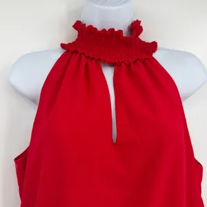 Amanda Uprichard Halter Mini Dress Sz M Quiet Luxury Paris Smocked Drop Waist thumbnail 3
