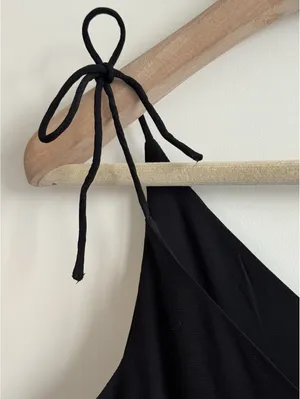 & Other Stories Black Tie Strap Midi Dress V Neck Sleeveless Size 0 EUR 32 thumbnail 10