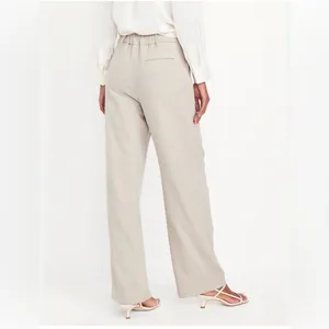 Old Navy Taylor Extra High Rise Beige Herringbone Wide Leg Full Length Trousers thumbnail 4