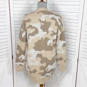 Lucky Brand Dessert Camo V Neck Long Cardigan Sweater Tan Cream‎ Small thumbnail 4
