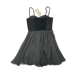 Zara - Velvet Corset Top Pleated Mini Dress in Black thumbnail 4