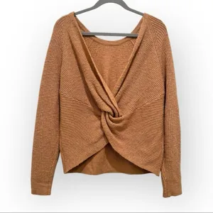 Aerie Tie-Back Oversized Sweater - Size Small - Beige/Peach thumbnail 2