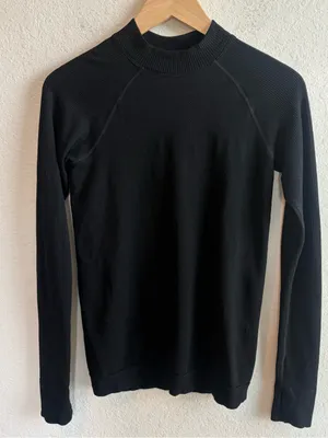 Lululemon Black Keep The Heat Thermal Long Sleeve Top Thumbholes Size M thumbnail 1