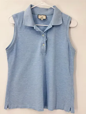 Tuckernuck Light Blue Pique Sleeveless Ruffle Margaret Polo thumbnail 3