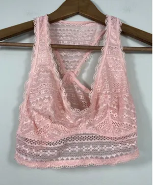 Victoria’s Secret Lace Racerback Bralette Blush Pink Wireless Bra M thumbnail 1