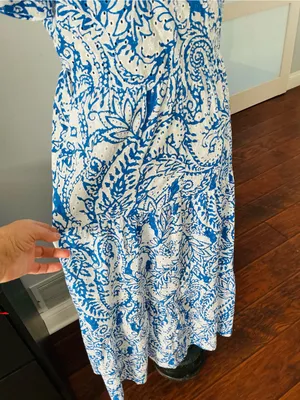 Zara Blue and White Paisley Button-Up Midi Dress 💙 thumbnail 11