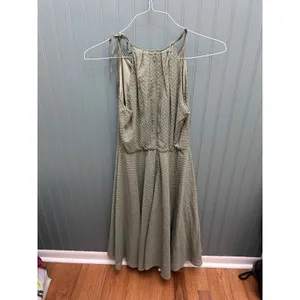 Gal Meets Glam Sage Green Lattice Swiss Dot Halter Fit & Flare Dress Size 0 thumbnail 3