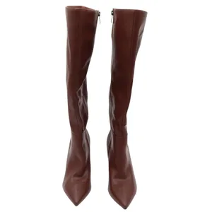 Brown Faux Leather Pointed Toe Stiletto Knee High Boots Size 8.5 thumbnail 4