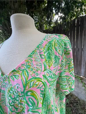 Lilly Pulitzer Etta V Neck top Mandevilla Baby Fins and Flippers resort vacay XL thumbnail 4
