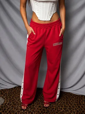 Y2k low rise baggy Chicago Embroidered Red Women's Jogger Pants thumbnail 2