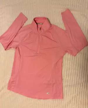 Adidas Golf Women 1/4 Zip UPF50 Shirt Pullover in Light Pink Size M Sporty Golf thumbnail 1