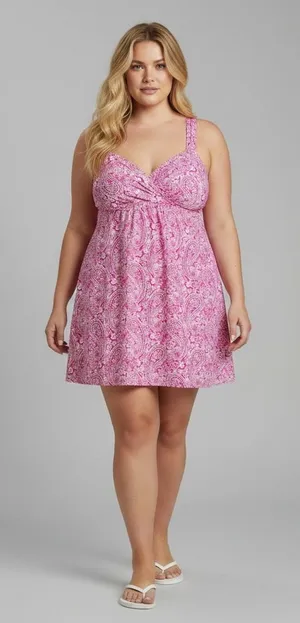LANDS' END Paisley & Floral Swim Dress thumbnail 1