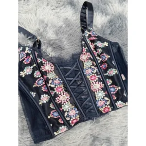 New Victoria’s Secret unlined corset bra floral Embroidered xsmall A-cup thumbnail 2