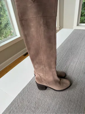 Seychelles Taupe Suede Over-the-Knee Block Heel Boots Sz 8 thumbnail 4