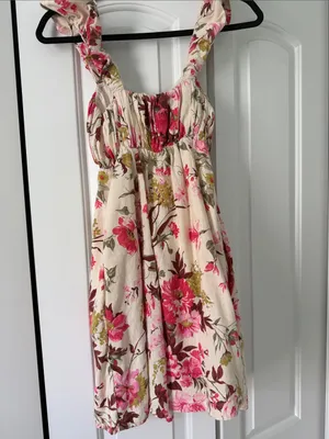 Abercrombie & Fitch Cream Sundress with Pink Floral Print thumbnail 4