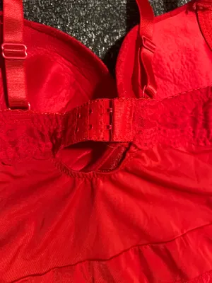 Womens medium Black Fuschia red lace-accented bodysuit-"lingerie as outerwear" thumbnail 9