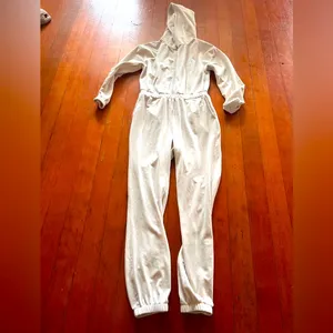 Y2K Vibes! Juicy Couture Velour hooded Jumpsuit - Cream thumbnail 7