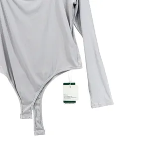 Halara Bodysuit XL‎ Ribbed Square Neck Light Gray Baselayer Minimalist Staple thumbnail 5