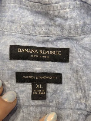 Banana Republic Mens Light Blue Linen Button-Up Shirt XL Camden Standard Fit thumbnail 3