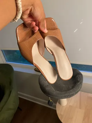 SheIn Tan Brown Mule Sandals Heels thumbnail 3