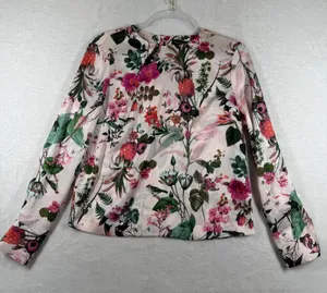 Banana Republic XS‎ Pink Floral Bird Print Long Sleeve Blouse NWT 268329-00-1 thumbnail 1