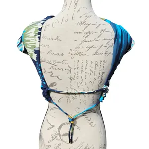 Maaji Reversible Tropical Palm Striped Open Tie Back Swim Crop Top OP18399 Small thumbnail 5