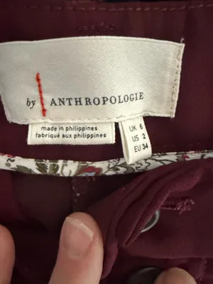 Anthropologie Sasha Button-Fly High Rise Tapered Burgundy Career Chic Trouser 2 thumbnail 6