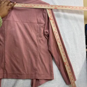 Lascana M‎ Faux Suede Waterfall Jacket Dusty Rose Pink Soft Drape Blazer Office thumbnail 8