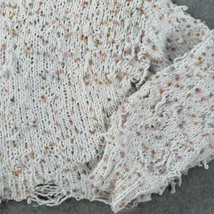 POL Confetti Distressed Fringe Chenille Sweater Size Large Boxy Cropped Knit thumbnail 5