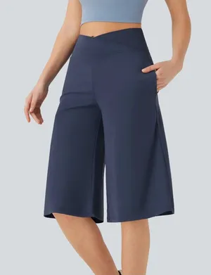 Halara SoftlyZero Airy Crossover Wide Leg InstantCool Pedal Pusher Pants Blue XL thumbnail 1