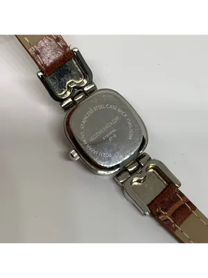Accutime Women’s SilverTone watch 20mm quartz analog heart brown leather running thumbnail 5