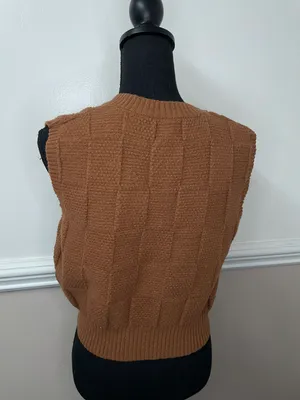 SheIn Dazy-Less Textured Knit V-Neck Sweater Vest Size Large thumbnail 2