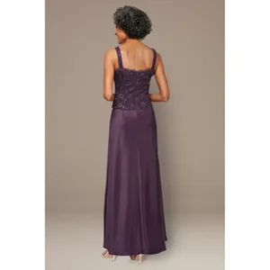 Alex Evenings Gown Formal Dress‎ Women 16 Purple Sequin Lace Satin Elegant thumbnail 2