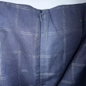 Banana Republic Knee Length Size 6 Navy Metallic Windowpane Plaid Pencil Skirt # thumbnail 5