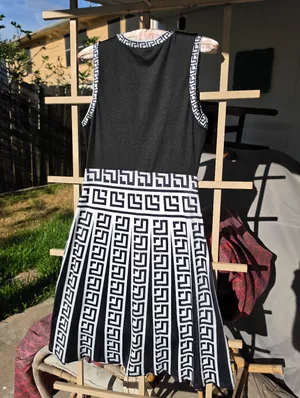 Dress with Black Greek Key Trim Small thumbnail 5