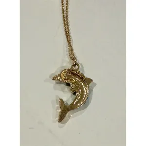 Betsey Johnson Necklace Gold Blue Crystal Dolphin Pendant cute nautical gift thumbnail 3