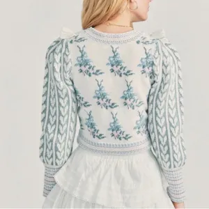 LoveShackFancy Warwick Pullover Sweater in Dew Drop Cream thumbnail 3