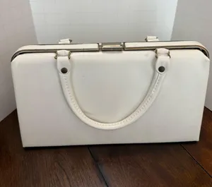 Faux Leather Vintage Change Purses With Handles Sleek White thumbnail 1