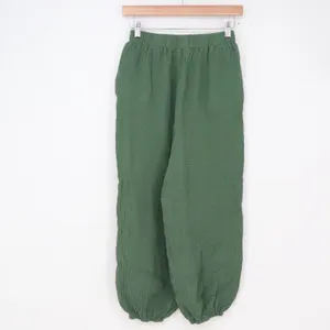 Totatuit Joggers Womens S Green Cotton Gauze Textured Elastic Waist Excellent thumbnail 3
