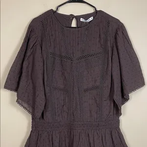NWT Abercrombie & Fitch Women’s Swiss Dot Embroidered Brown Mini Dress Romper thumbnail 2