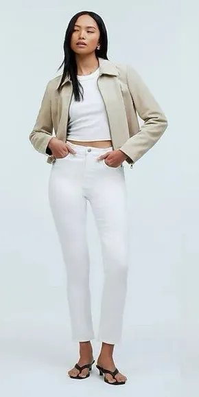 Madewell Stovepipe Jeans Slim Straight Coastal White High‎ Rise NWT Size 33 (16) thumbnail 1