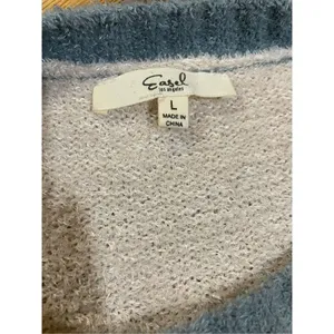 Easel Los Angeles cream, dark pink & teal‎ striped soft sweater size large thumbnail 3