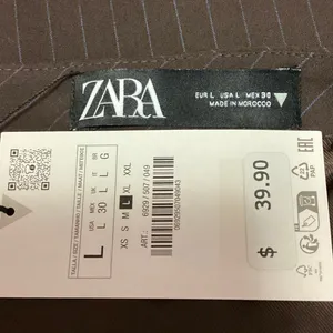 NEW Zara Women's Brown Blue Pinstriped Preppy School Girl A-Line Mini Skirt Sz L thumbnail 4