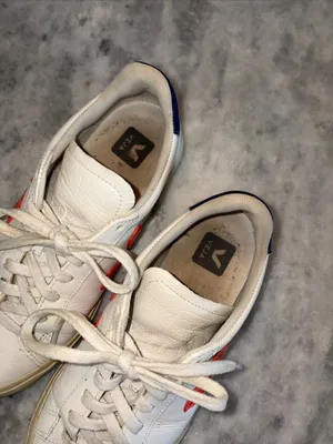 Veja White Leather Sneakers with Red V and Navy Heel thumbnail 6