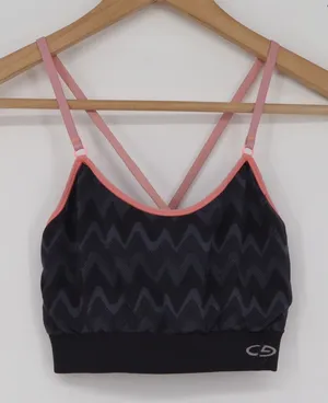 C9 Champion Sports Bra Womens Small Seamless Chevron Gray Peach Strappy Exc thumbnail 1